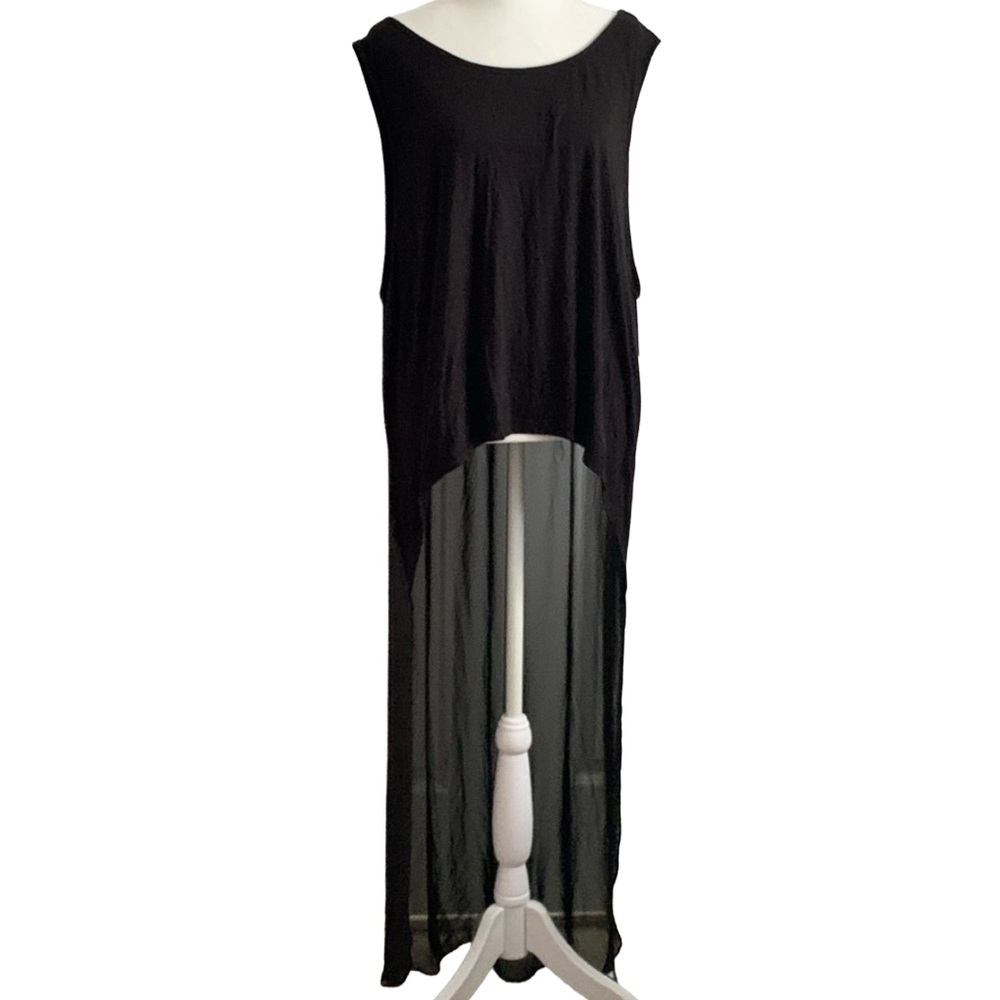 BONGO Women’s Black Pullover Cover Up Tee Shirt Top w/ Sheer Duster Bottom